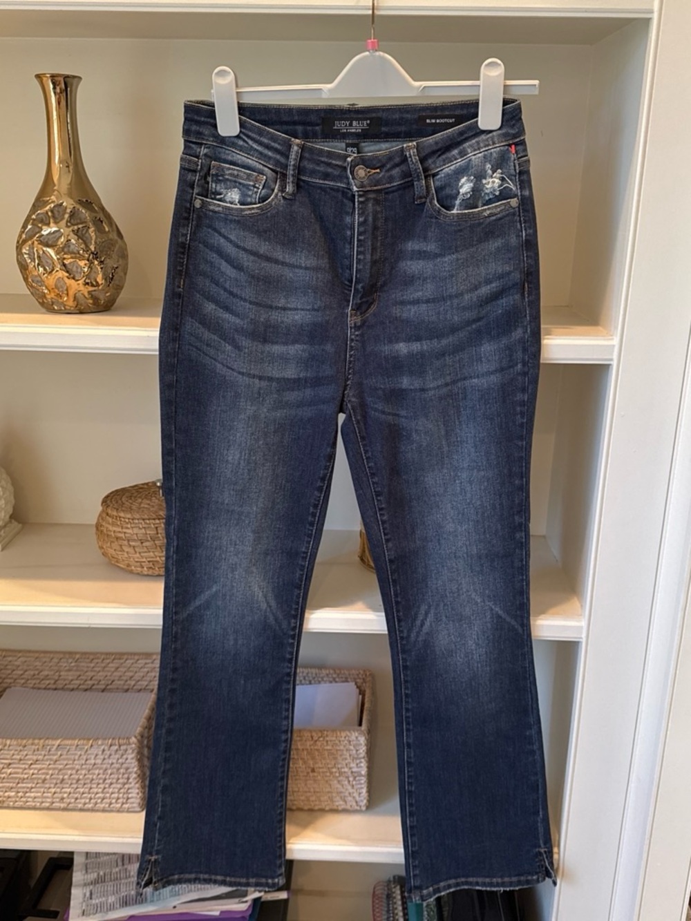 Dark Wash Straight Jeans - Dark Blue